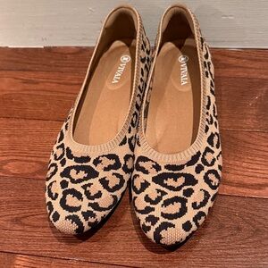 Vivaia Leopard Knit Ballet Flat - Beige and Black